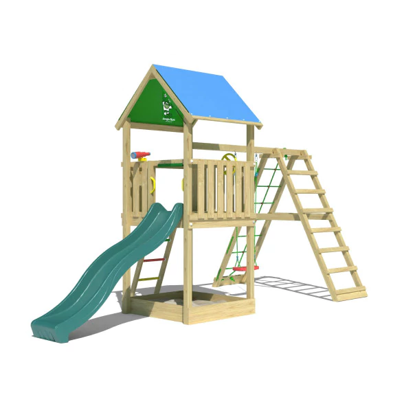 Jungle Castle | Wooden climbing frame with swing & climbing net Jungle Castle | Wooden climbing frame with swing & climbing net