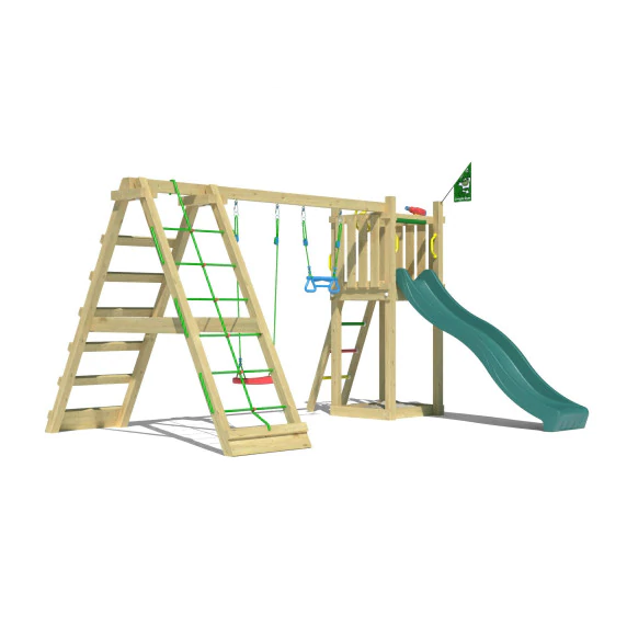 Jungle Tower | Wooden climbing frame with swings & climbing net