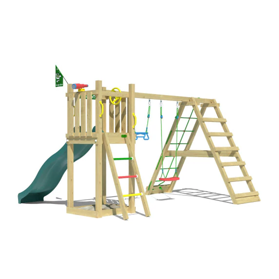 Jungle Tower | Wooden climbing frame with swings & climbing net