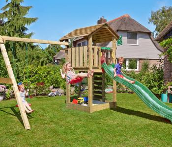 Jungle Cottage | Wooden climbing frame with double swing