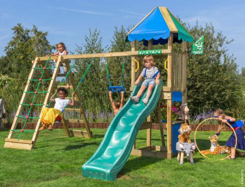 Jungle Cirque | Wooden climbing frame with swings & climbing net