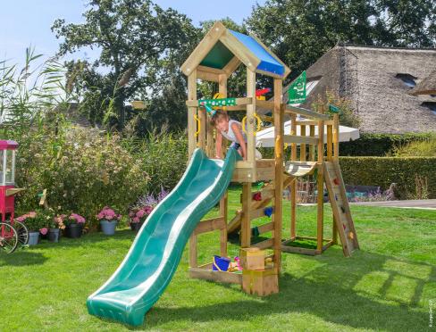 Jungle Patio | Wooden climbing frame with slide & clatter bridge